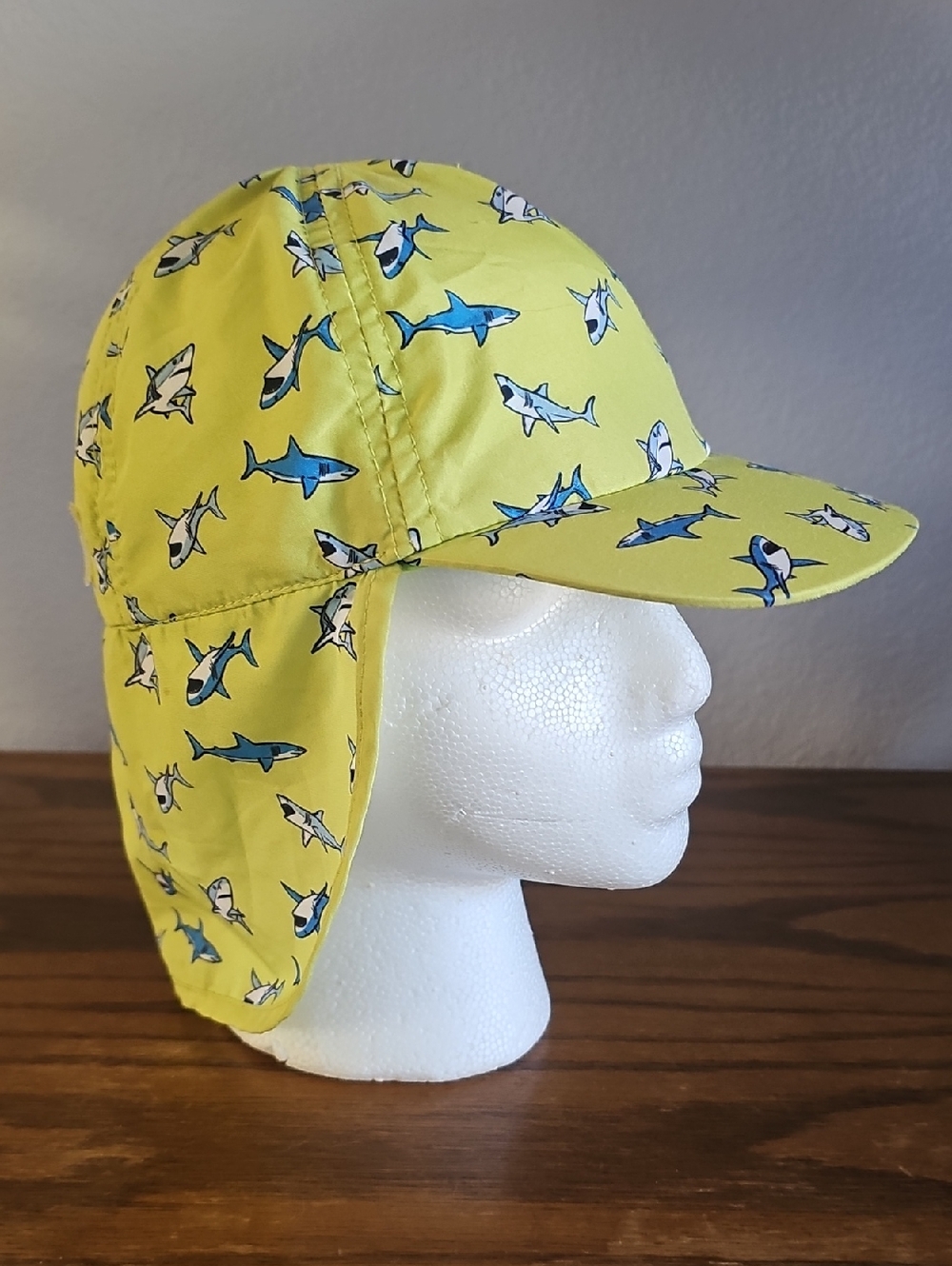 Simply Basic Yellow Shark Sun Hat - Swim Cap with Neck Flap Tote L